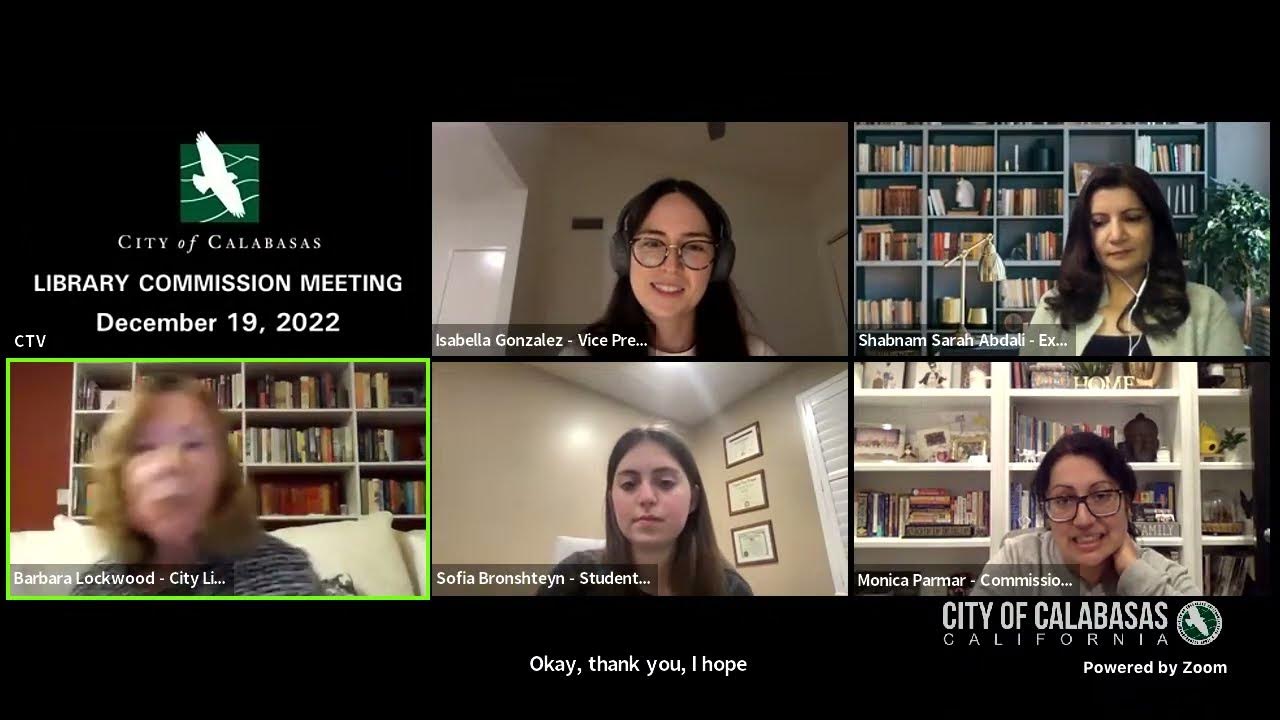 Calabasas Library Commission Meeting 12/19/2022 YouTube