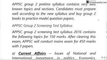 APPSC GROUP2 SCREENING TEST SYLLABUS