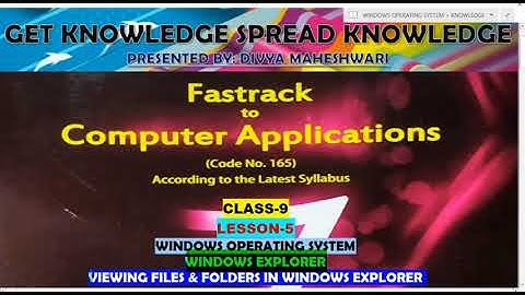 FASTRACK TO COMPUTER APPLICATIONS PART-7 CLASS-9 CH-5 WINDOWS OPERATING SYSTEM