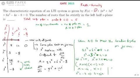 GATE 2015 ECE Find number of Poles on Left Half of S plane from Characteristic Equation