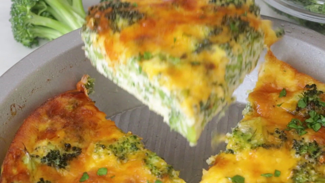 Crustless Broccoli Cheddar Quiche Recipe - YouTube