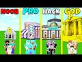 Minecraft Battle: NOOB vs PRO vs HACKER vs GOD: BANK ROBBERY HOUSE BASE BUILD CHALLENGE / Animation