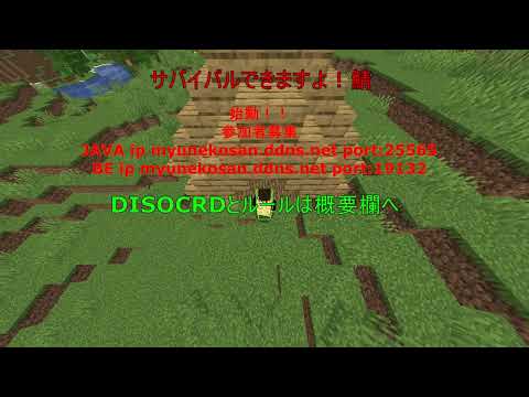 Minecraft　サバイバルできますよ！鯖参加者募集「24時間対応」 [Java版/統合版] #minecraft #参加型 #クロスプレイ対応 #24時間対応