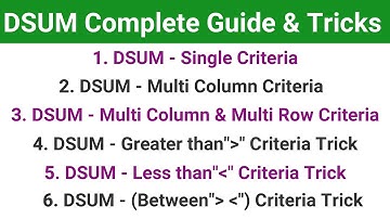 How to use DSUM in Excel | DSUM with multiple criteria | DSUM Explained | DSUM Tricks and Tips