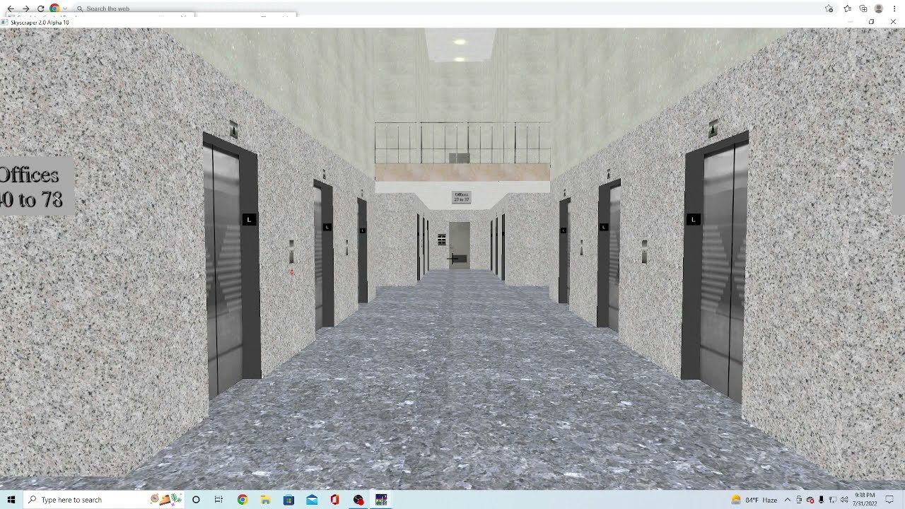 Skyscraper sim fire service demo on the elevator