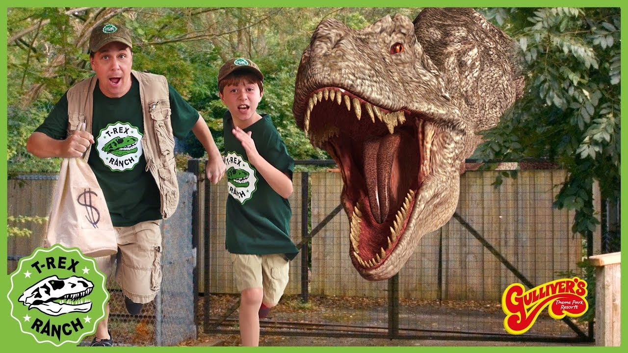 Giant T-Rex Dinosaur Escape! Dinosaurs Pretend Play At Gulliver's Adventure Park for Kids