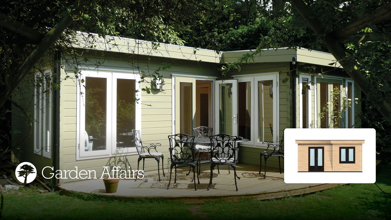 Flat Roof L Shaped Log Cabin Garden Building - Garden Affairs