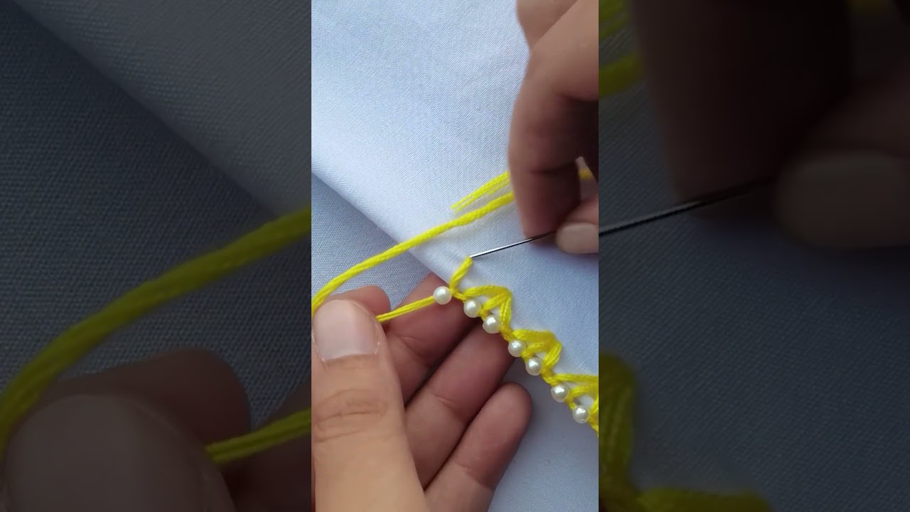 viral easy embroidery lace stitch || easy border lace design 