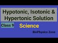 Isotonic, hypotonic and hypertonic solution | Class 9 | Cell is the fundamental unit of the life |