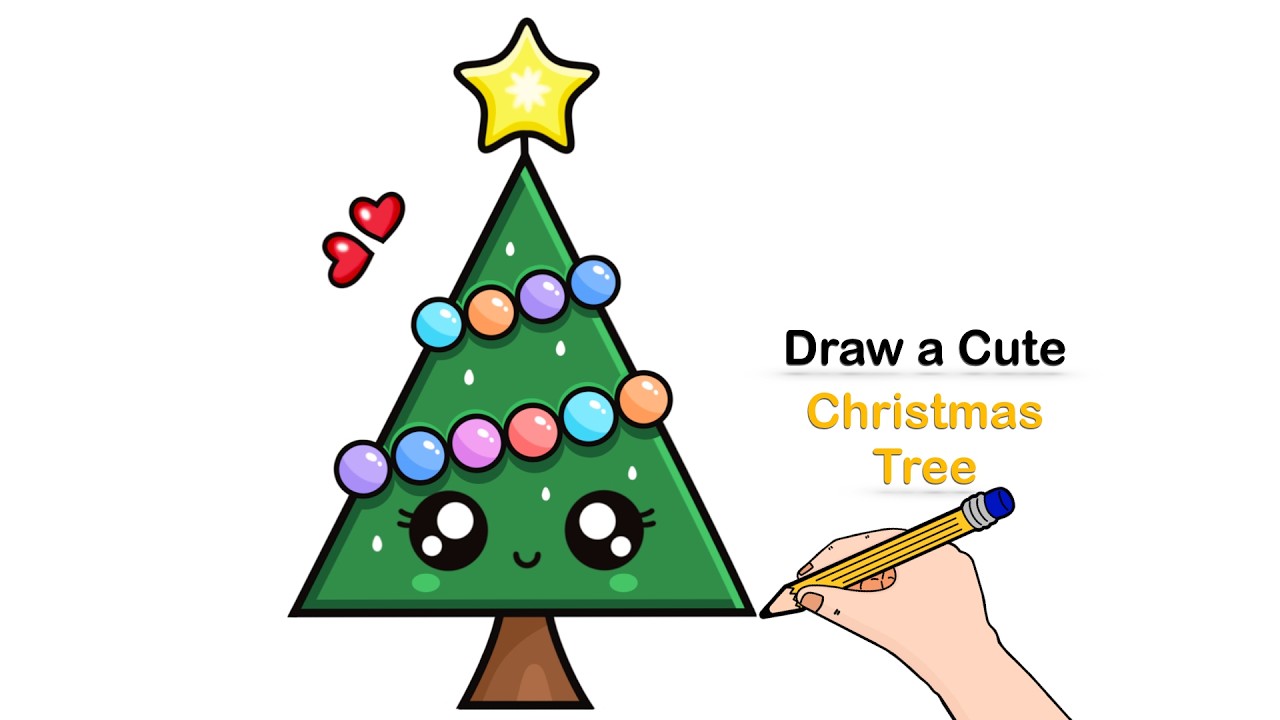 🎄 How To Draw A Cute Christmas Tree Easy | Step-by-Step Christmas Tree ...