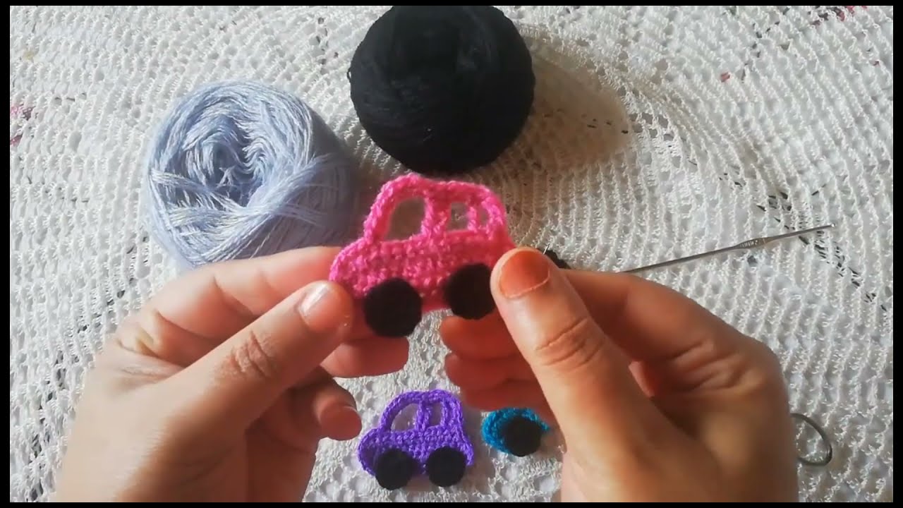 كروشيه طريقة عمل ميني سياره للأطفال ولتزيين الملابس🚗🚗🚗🚙🚙
