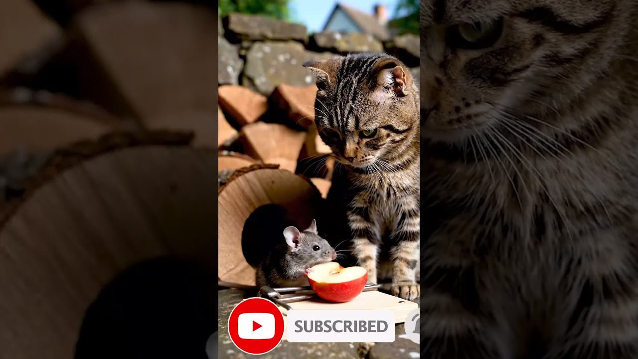 Cat vs Mouse at the Woodpile 🐭🐱 | Who Will Make the First Move?