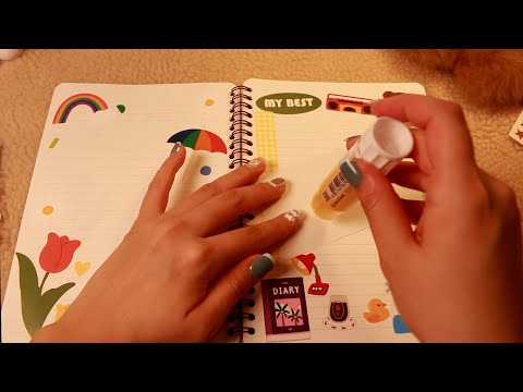 ASMR 📝✨🧸 집중시리즈 알록달록 다꾸 & 글쓰기 | 스티커 붙이는 소리 | 종이소리 | 부스럭 | 사브작 | 글쓰는 소리