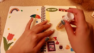 ASMR 📝✨🧸Focused Series Colorful Diary Decorating & Writing | Sticker | Paper | Sticky