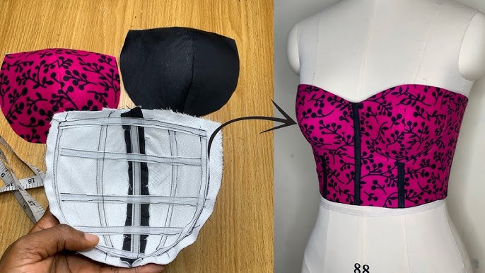 how to cut and sew corset without bra cup using cage art method