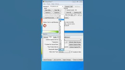 ChaserView video conferencing bandwidth selection