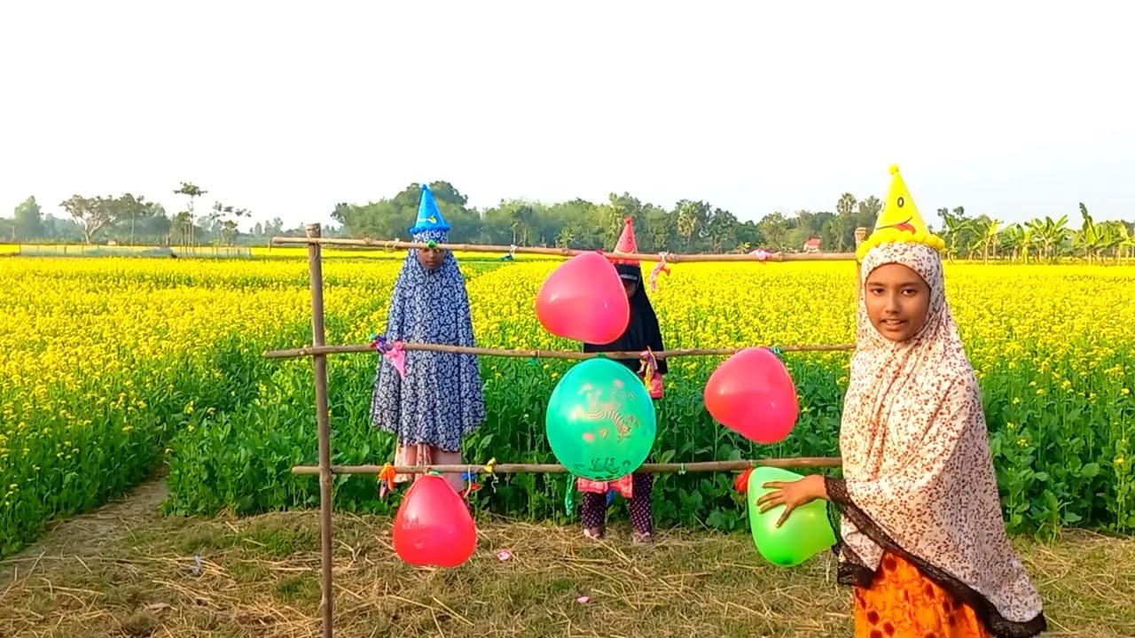 Outdoor fun with Flower Balloon and learn colors for kids by I kids episode nomber- 5 mustard field