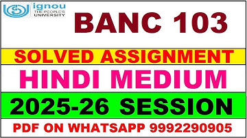 BANC 103 solved assignment 2025-26 in Hindi || banc 103 solved assignment 2026 || banc103 2025-26