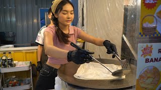 The hottest Roti Lady in Chiang Mai ! Beautiful Thai Student ! | Thai Street Food