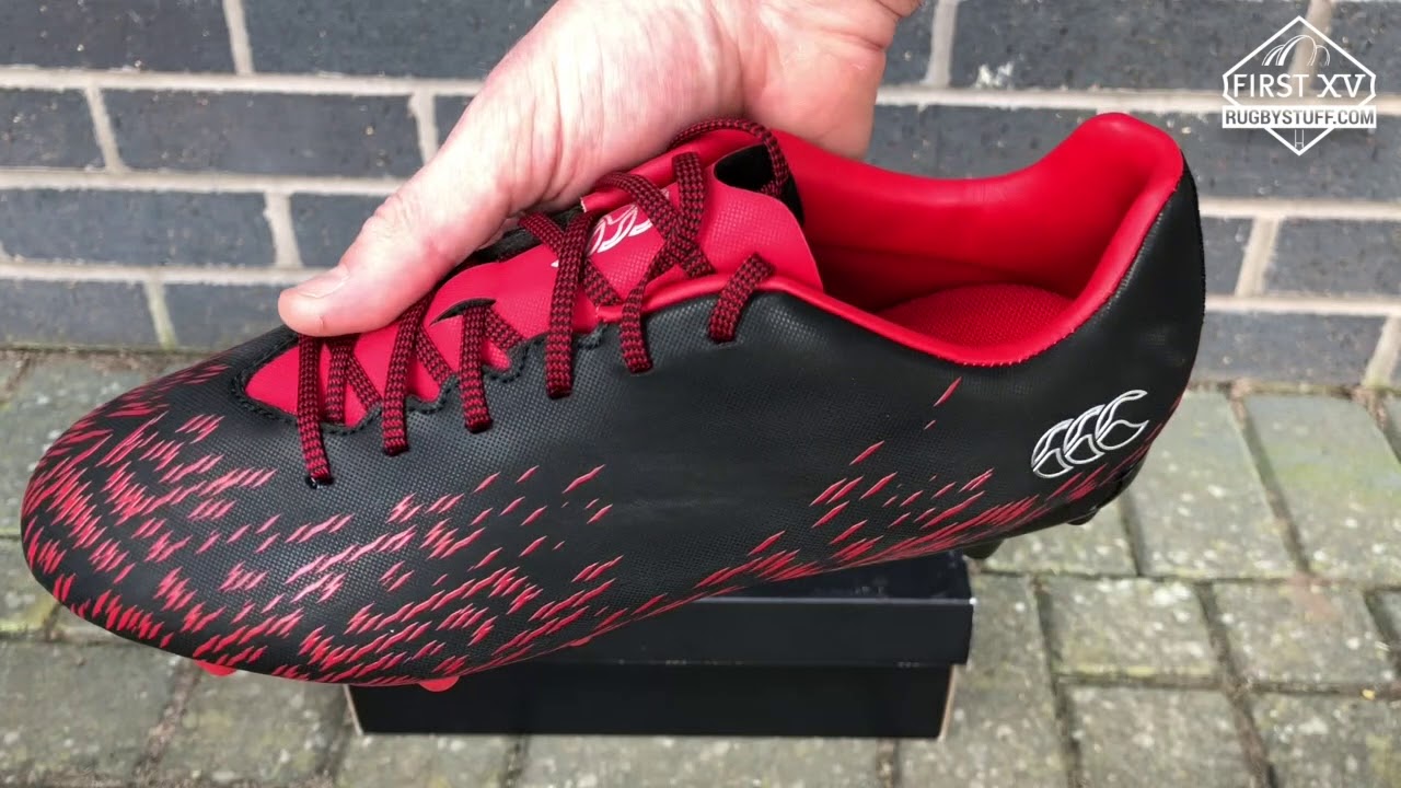 Canterbury Speed 2.0 Firm Ground Moulded Rugby Boots Black/Red