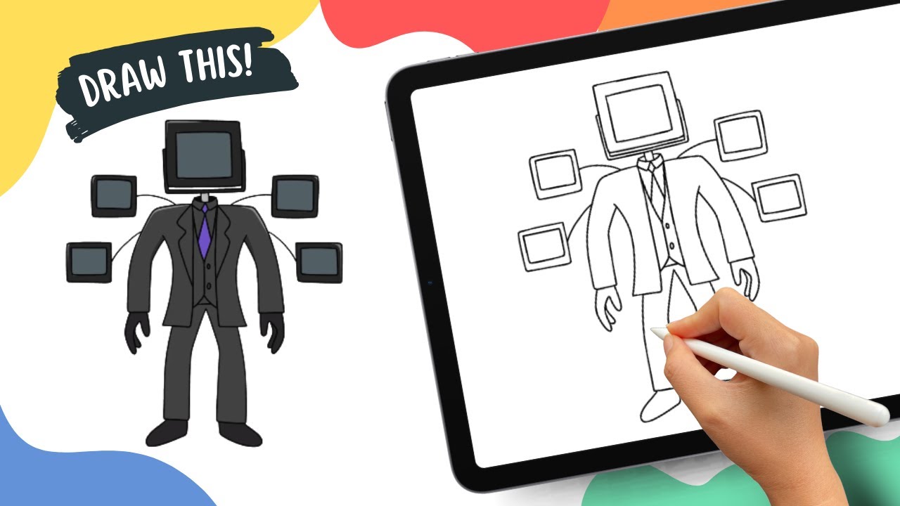 Large TV Man | Skibidi Toilet – Easy Cartoon Drawing Tutorial