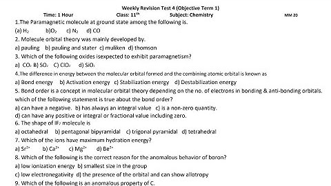PAS Test 4 | Class 11 | Chemistry | Scholar Tutorial