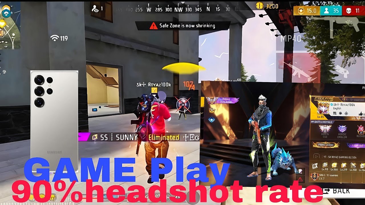 Sk Riyaz SK RIYAZ GAMING 90% Headshot Rate ⚡| squad Full Gameplay | Samsung s ...