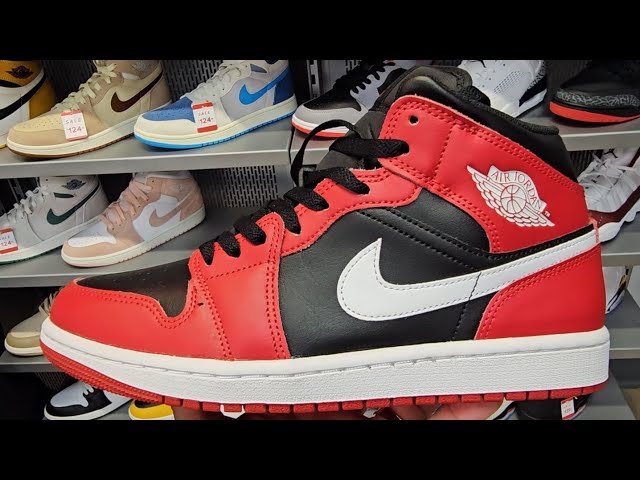 Nike Air Jordan 1 Retro Mid Bred Gym Red Black 4K POV / SKU