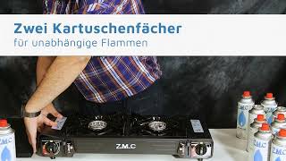 Campingkocher Grillplatte und 8x Gaskartuschen 227g Transportkoffer Gaskocher mit Piezozündung