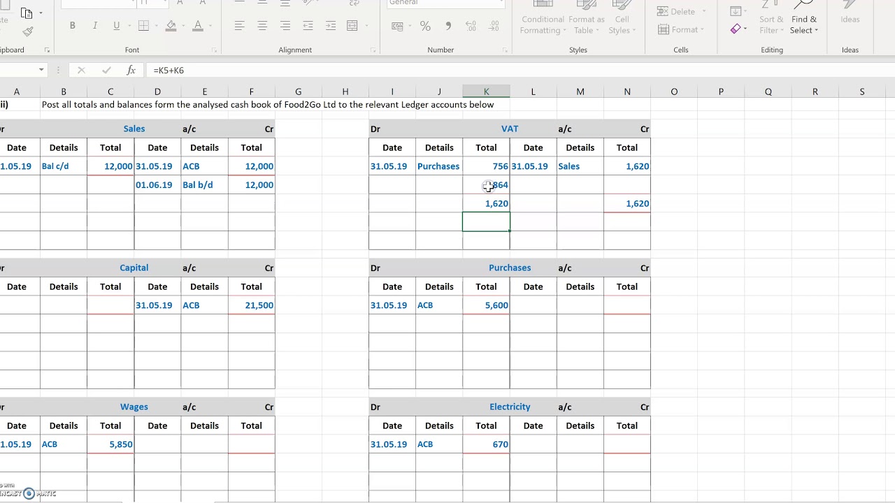 Double Entry Bookkeeping - Analysed Cashbook & Ledger Question. 2019 SEC  Sample Paper - Q17 