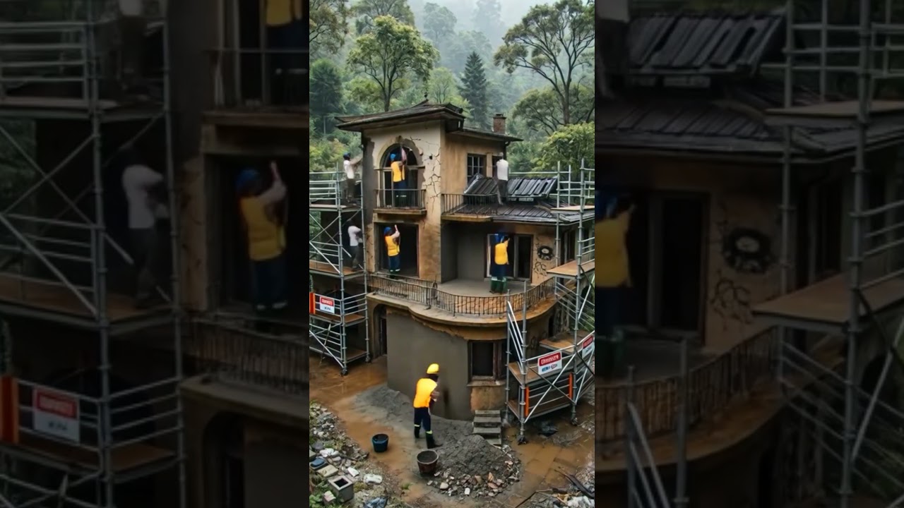 Massive Abandoned Hillside Mansion Renovation | Full Modern Exterior Transformation Timelapse