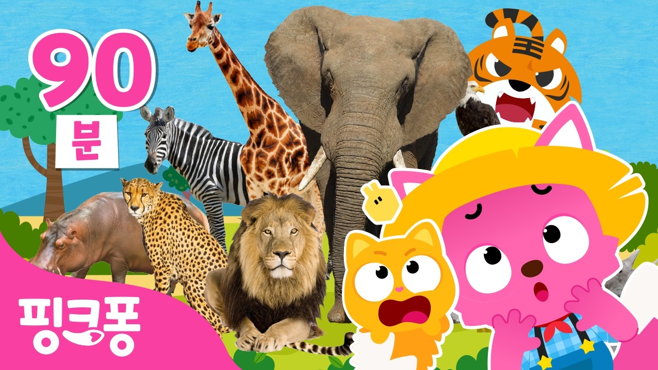 크앙! 무서운 동물들이 나타났어요!ㅣ+모음집 | 핑크퐁 BEST 동물 동요 동화 80분 | 사자, 호랑이, 니니모 외 인기 동물 총집합ㅣ동물 동요ㅣ핑크퐁! 인기동요