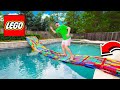 BUILDING A 50FT LEGO BRIDGE ACROSS MY POOL!