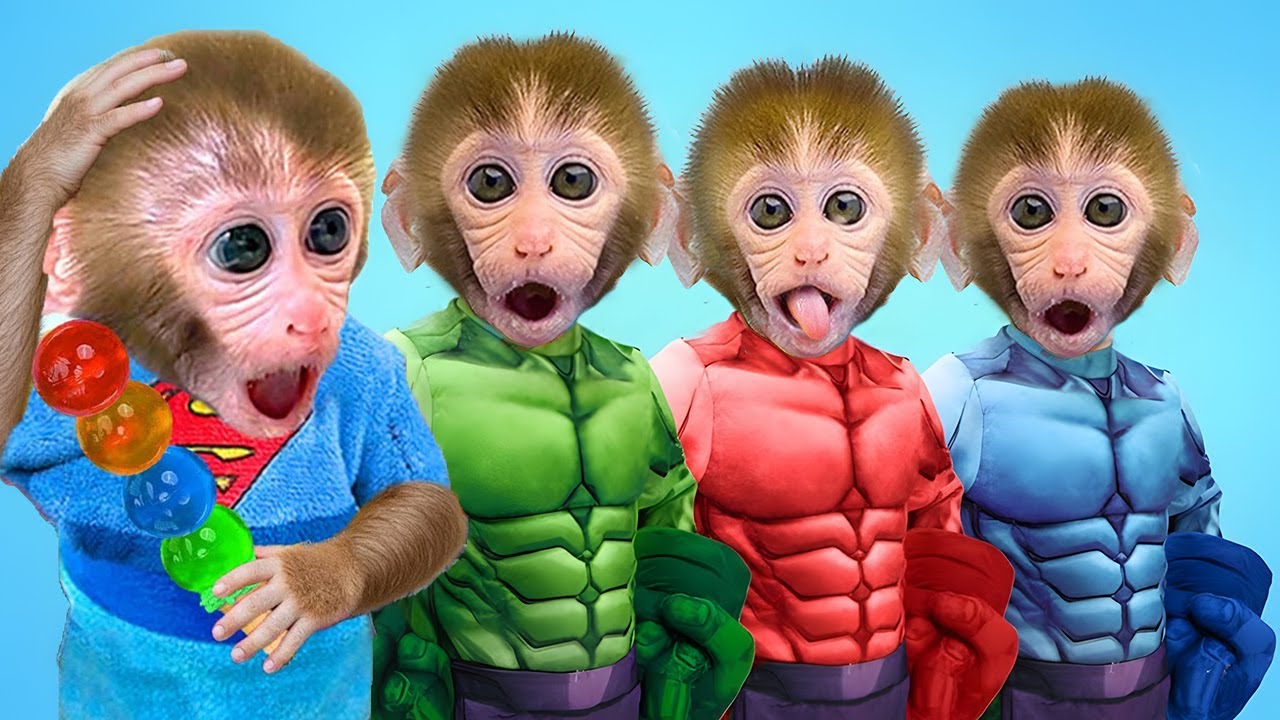 القرد الصغير بون بون والهريرة يذهبان إلى سوبر ماركت ويجدان 50 سيارة