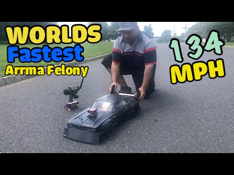 The worlds fastest Arrma Felony 8s castle motor 1717 35/34 gearing MMX8S 134 MPH no cappack