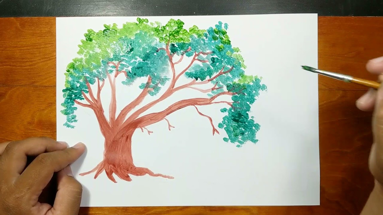 How to draw BODHI TREE with watercolor howtodraw painting bodhitree tree   YouTube