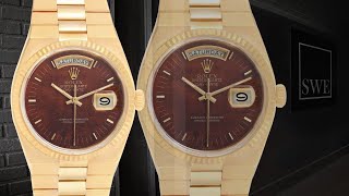 Rolex Oysterquartz President Day Date Yellow Gold Burlwood Watch 19018 | SwissWatchExpo