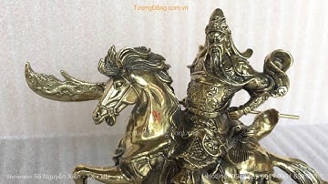 Tượng Đồng Quan Vân Trường Cưỡi Ngựa Cầm Đao cao 23cm