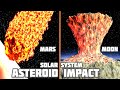 Solar system asteroid impact craters size comparison 