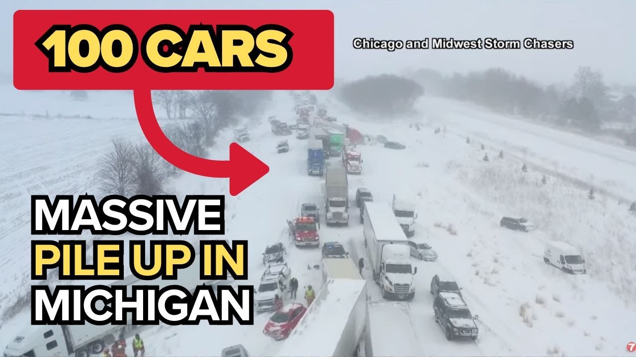 Over 100 cars involved in Michigan pile up due to icy conditions - YouTube