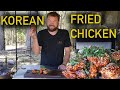 Super crispy salty sweet and spicy fried chicken on fire