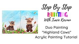 How To Paint Two Highland Cows - Mommy & Me Style Acrylic Painting Tutorial