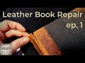 Step 1: Assessment and Disassembly. Antique Leather Book Conservation & Repair.