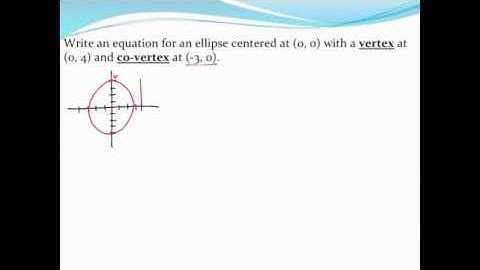 Writing the equation of an ellipse given the center, vertex, and co-vertex