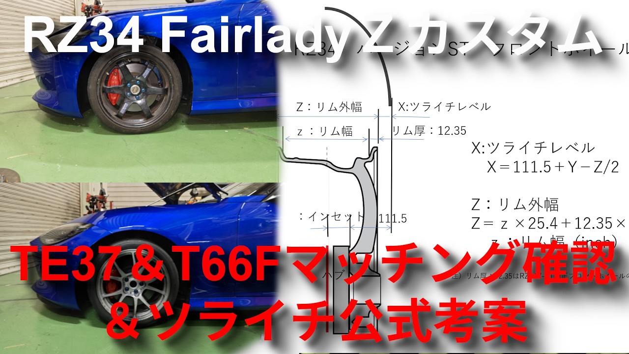 【RZ34カスタマイズ】TE37&T66Fマッチング確認とツライチ公式考案【キワモノDIY】