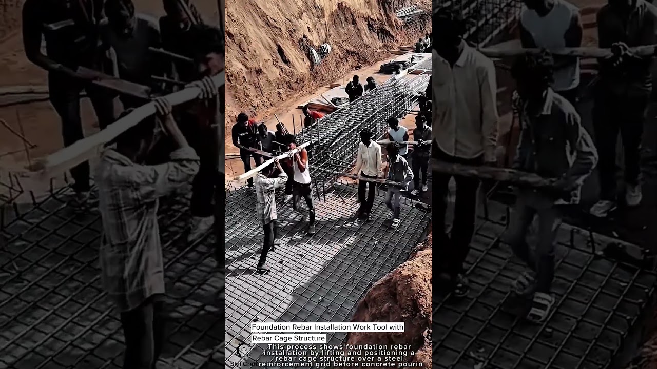 Foundation Rebar Installation Work Tool with Rebar Cage Structure 