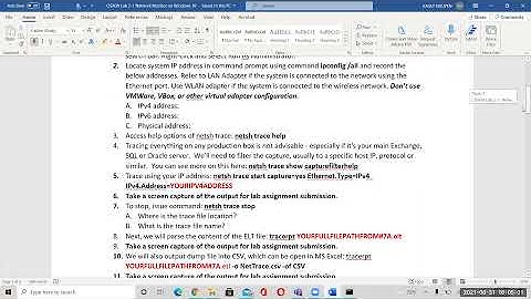 CIS40Lab2-1: Netsh and common networking commands in Windows 10