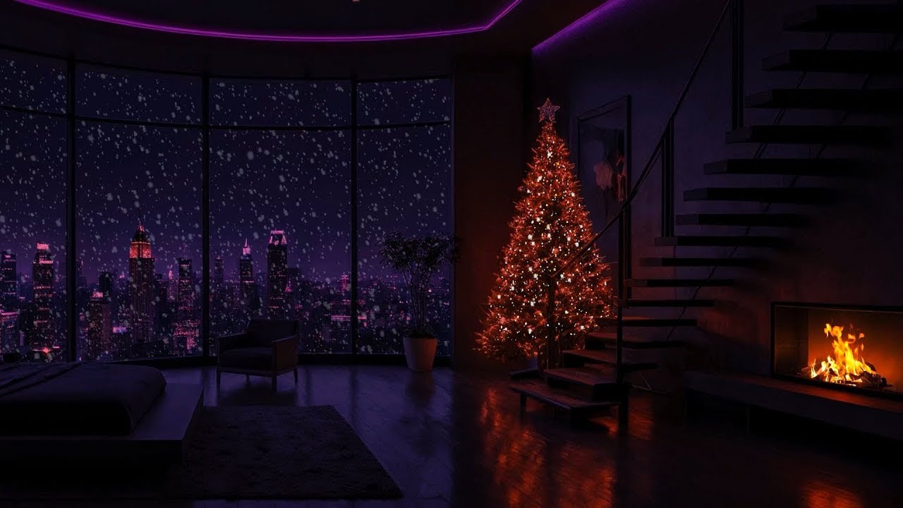 Peaceful Snowfall Outside the City ❄️ The Crackling of the Fireplace 🔥 Deep Sleep and Recharge