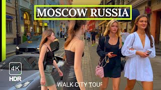 🔥  Hot Evening Life in Russia Moscow Walk Сity Tour, Russian Girls \& Guys 4K HDR