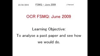 OCR FSMQ Additional Mathematics - Past Paper 3: June 2009